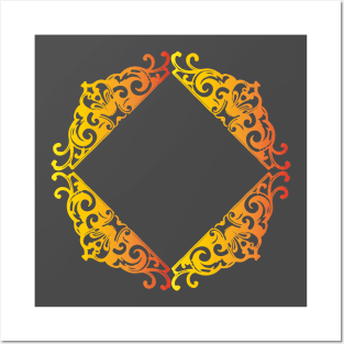 Ornamental frame with yellow-orange gradient Posters and Art